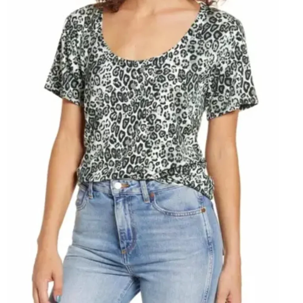 SOCIALITE Leopard Print Jersey Top - Picture 3 of 5